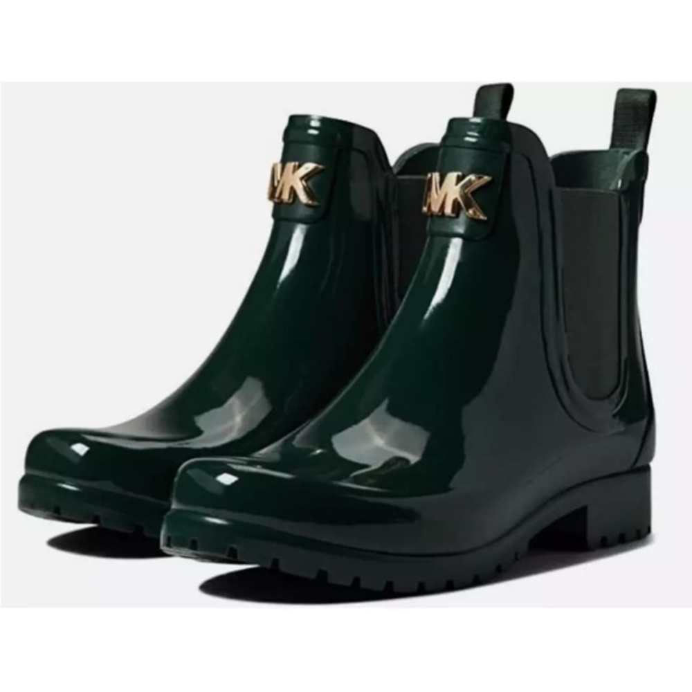 MICHAEL MICHAEL KORS Sidney Water-Resistant Pull-On Rain Booties Moss Gr…